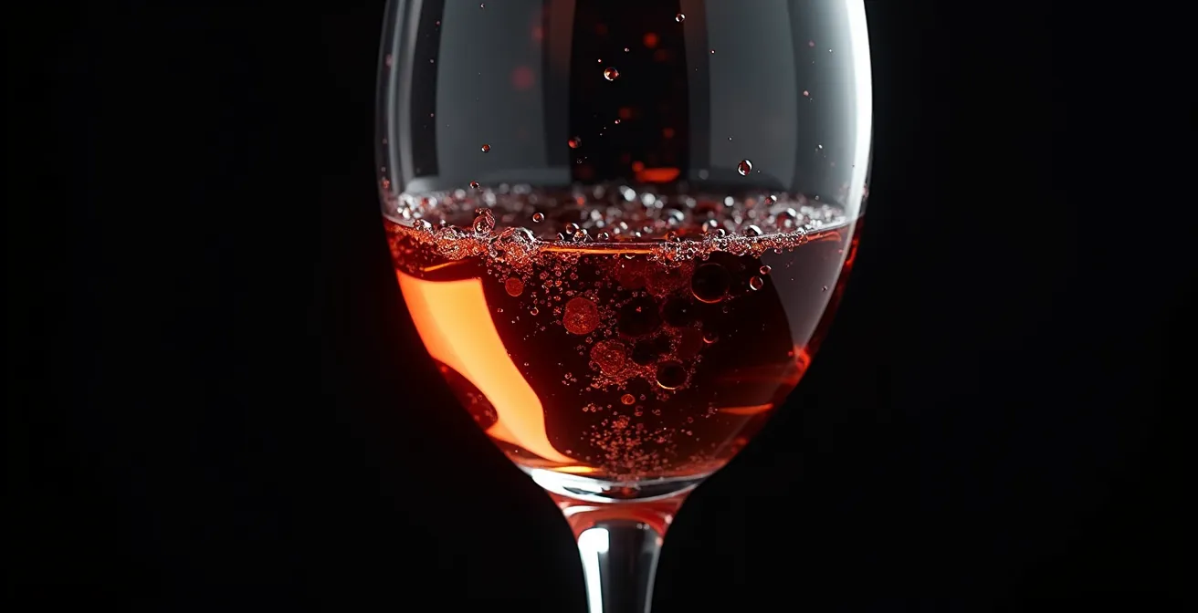 Vue en coupe d'un verre montrant l'espace de concentration des arômes