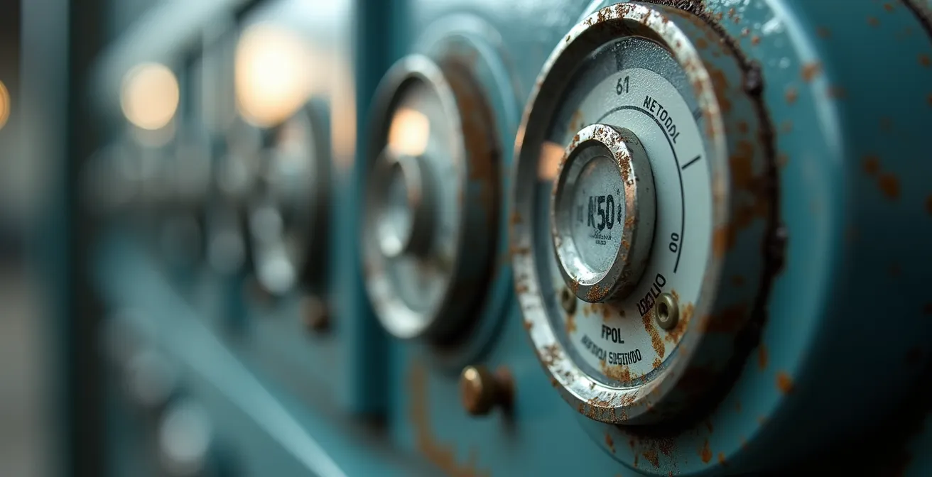 Détail macro d'un compteur électrique professionnel moderne