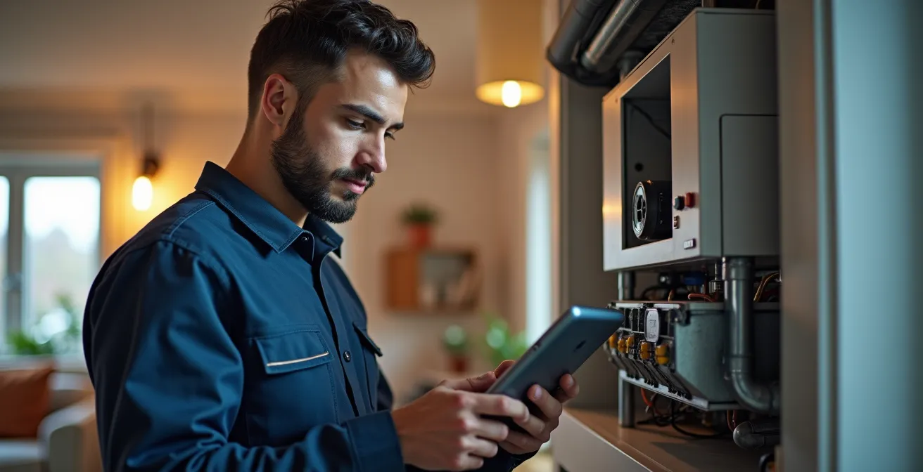 Technicien HVAC en action lors d'une maintenance préventive